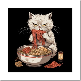 Grumpy ramen cat, foodie gift, ramen lover, cat lover Posters and Art